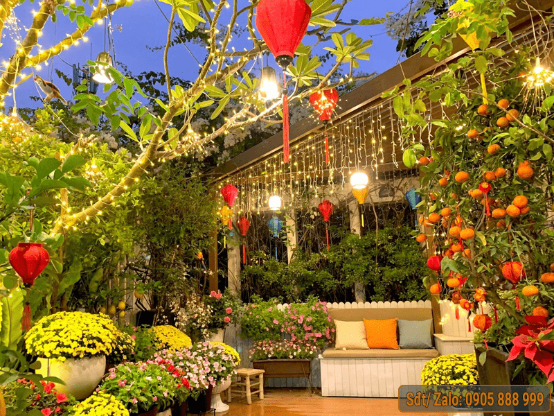 Trang trí thêm sân vườn nhà mình để có một cái tết thật rực rỡ